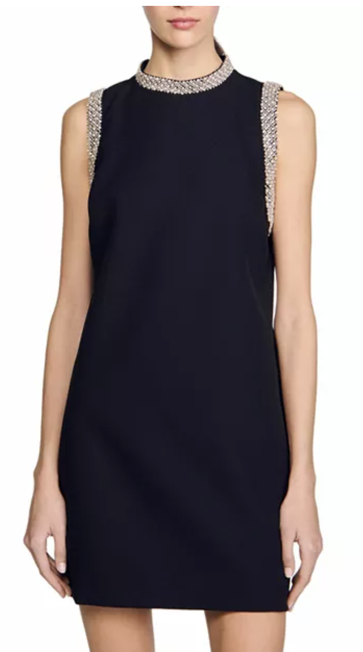Sandro, Short Dress With Rhinestone Trim