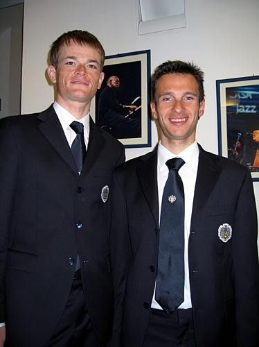 Vasil Kiryienka and Sergey Klimov waiting for dinner.