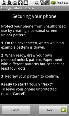 Android 2.2 Froyo Security settings