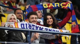 Fans of Real Madrid and Barcelona ahead of the Supercopa final in Saudi Arabia in January 2024.