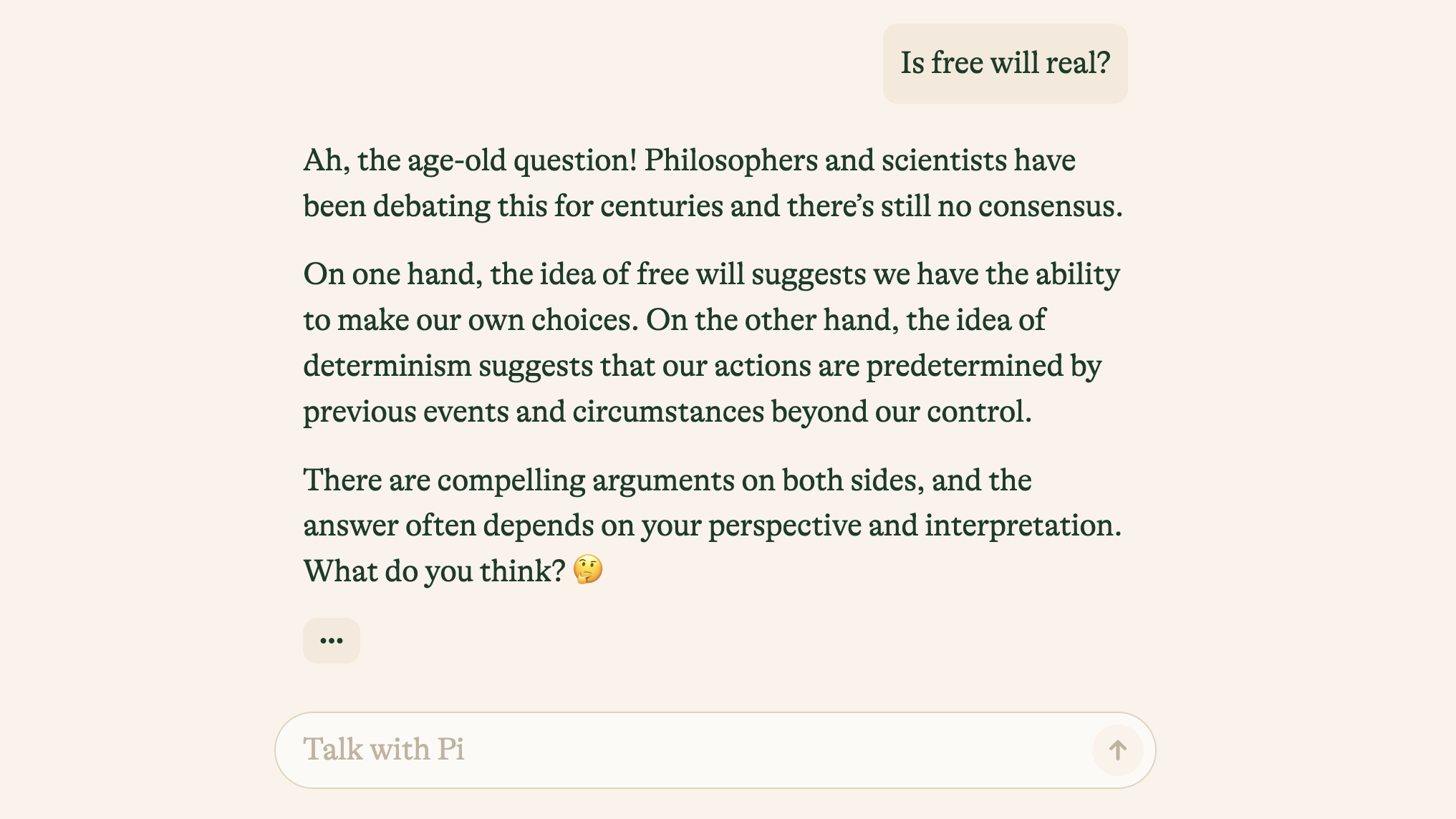 A screenshot of the Pi AI interface