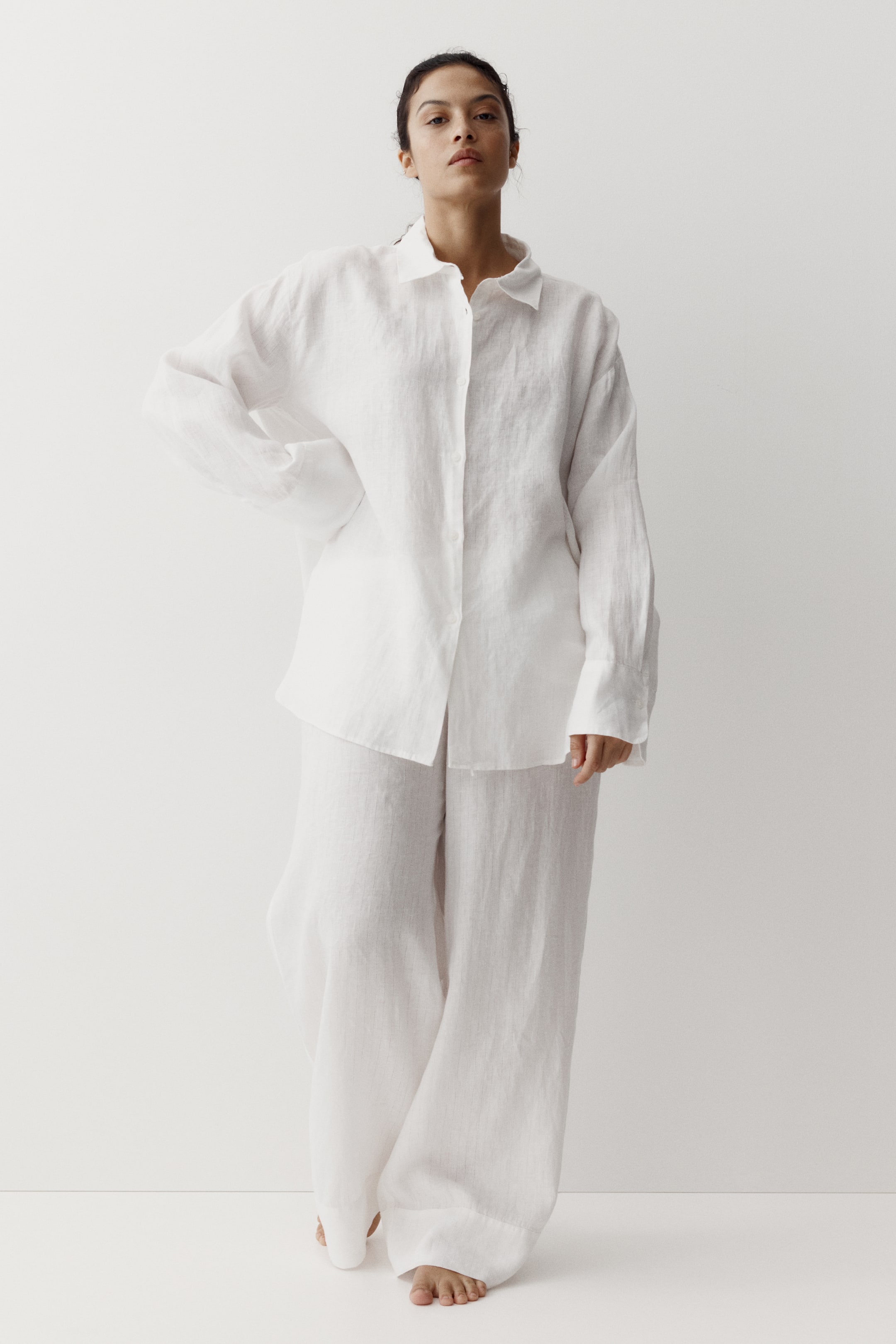 Oversized Linen Shirt - White