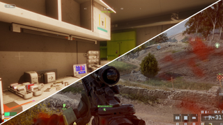 A split image with Marathon on one side and Battlefield 6 on the other.