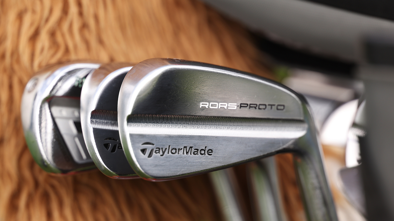 A close-up of the irons used by Rory McIlroy
