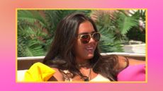 Gemma Owen wearing black sunglasses on Love Island 2022