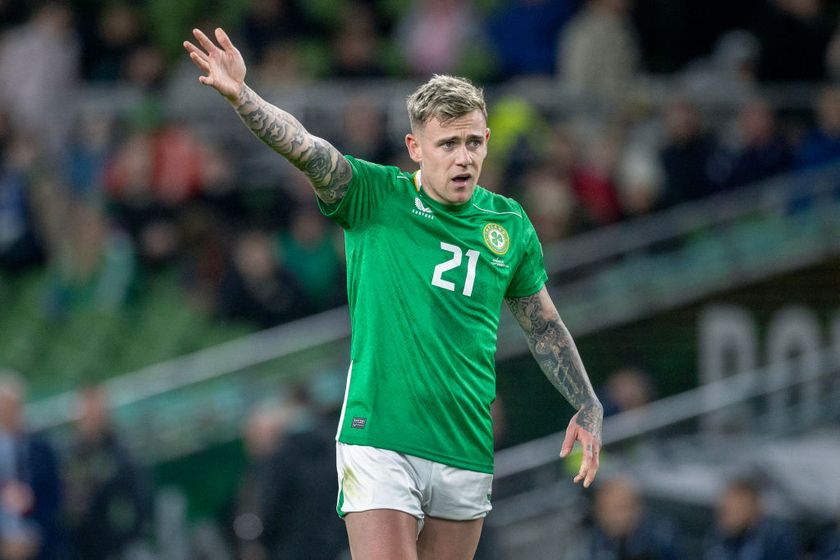 DUBLIN, IRELAND: SEPTEMBER 10: Sammie Szmodics #21 of the Republic of Ireland during the Republic of Ireland V Greece, UEFA Nations League match at Aviva Stadium on September 10th, 2024, in Dublin, Ireland. (Photo by Tim Clayton/Corbis via Getty Images)