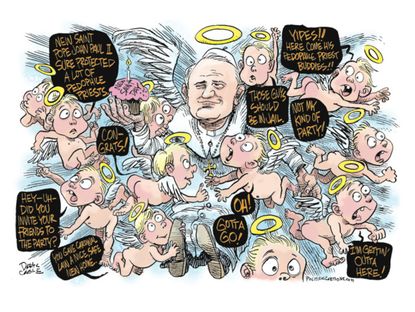 Editorial cartoon New saint Pope John Paul II