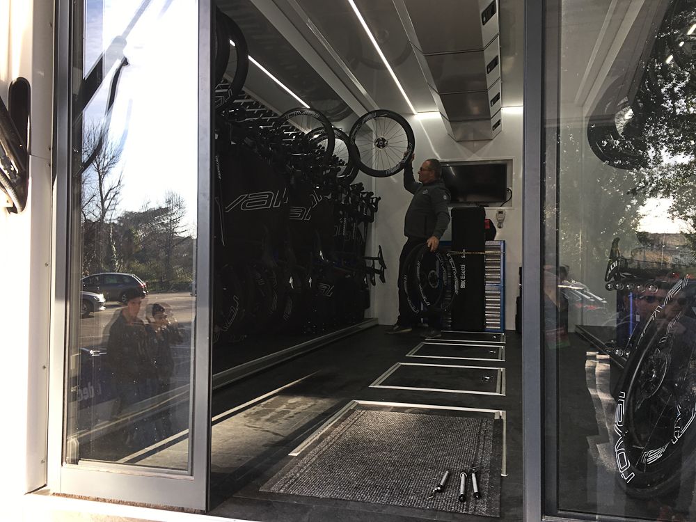The Deceuninck-QuickStep brought their spotlessly clean mechanical truck to he start