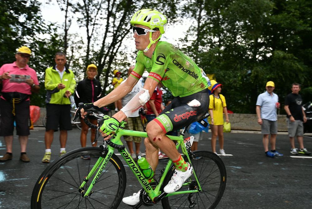 Pierre Rolland crashed hard while on the attack with Rui Costa.