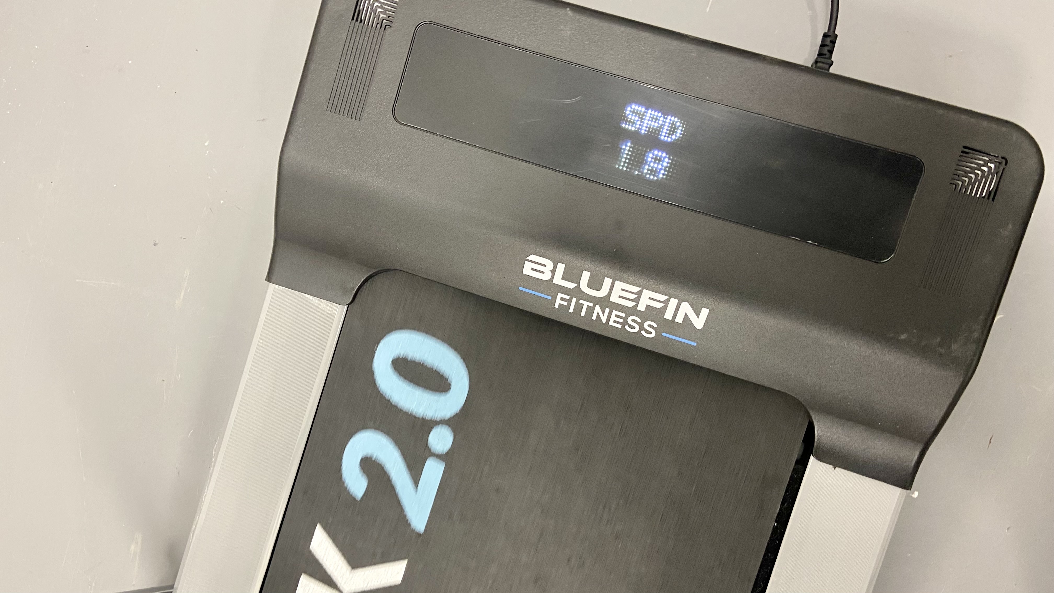 A photo of the Bluefin Fitness Task 2.0 treadmill display