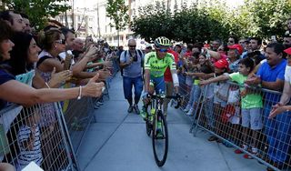 Alberto Contador (Tinkoff) rides to the start of stage 12 at the Vuelta a Espana