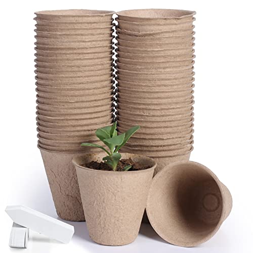 Jeria 50-Pack 3.15 Inch Peat Pots for Seedling With 50 Pcs Plant Labels,outdoor Garden Germination Nursery Pots,biodegradable Seed Starter Pots Kits