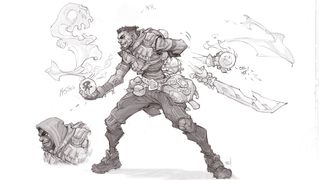 The art of Wayfinder; a sketch of a video game character