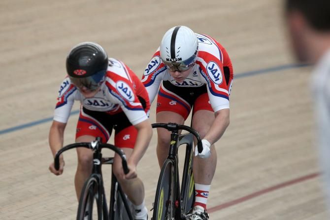 Steph Morton and Rikki Belder on their way to the women's sprint title