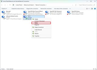 Open wireless status in Control Panel