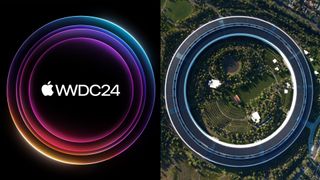 Logo de l'événement WWDC 2024 et campus Apple Park