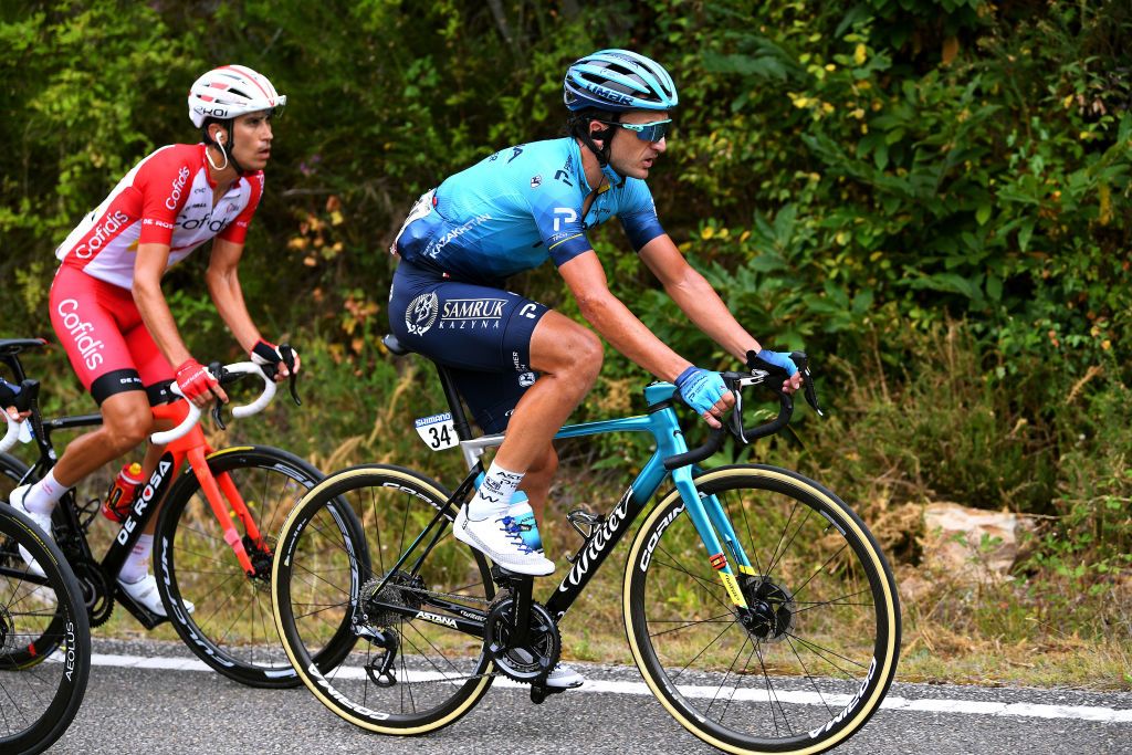 ALTU DEL GAMONITEIRU SPAIN SEPTEMBER 02 Gorka Izagirre Insausti of Spain and Team Astana Premier Tech competes during the 76th Tour of Spain 2021 Stage 18 a 1626km stage from Salas to Altu dEl Gamoniteiru 1770m lavuelta LaVuelta21 on September 02 2021 in Altu dEl Gamoniteiru Spain Photo by Tim de WaeleGetty Images