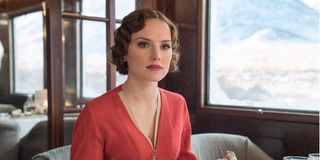 Murder on the Orient Express Daisy Ridley dining car through the countryside