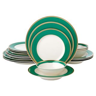 Joseph Sedgh Collection “gail” 20-Piece Bone China Dinnerware Set, Service for 4, Green and Gold