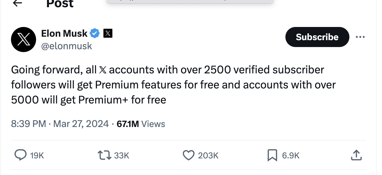 X Prremium account and verification