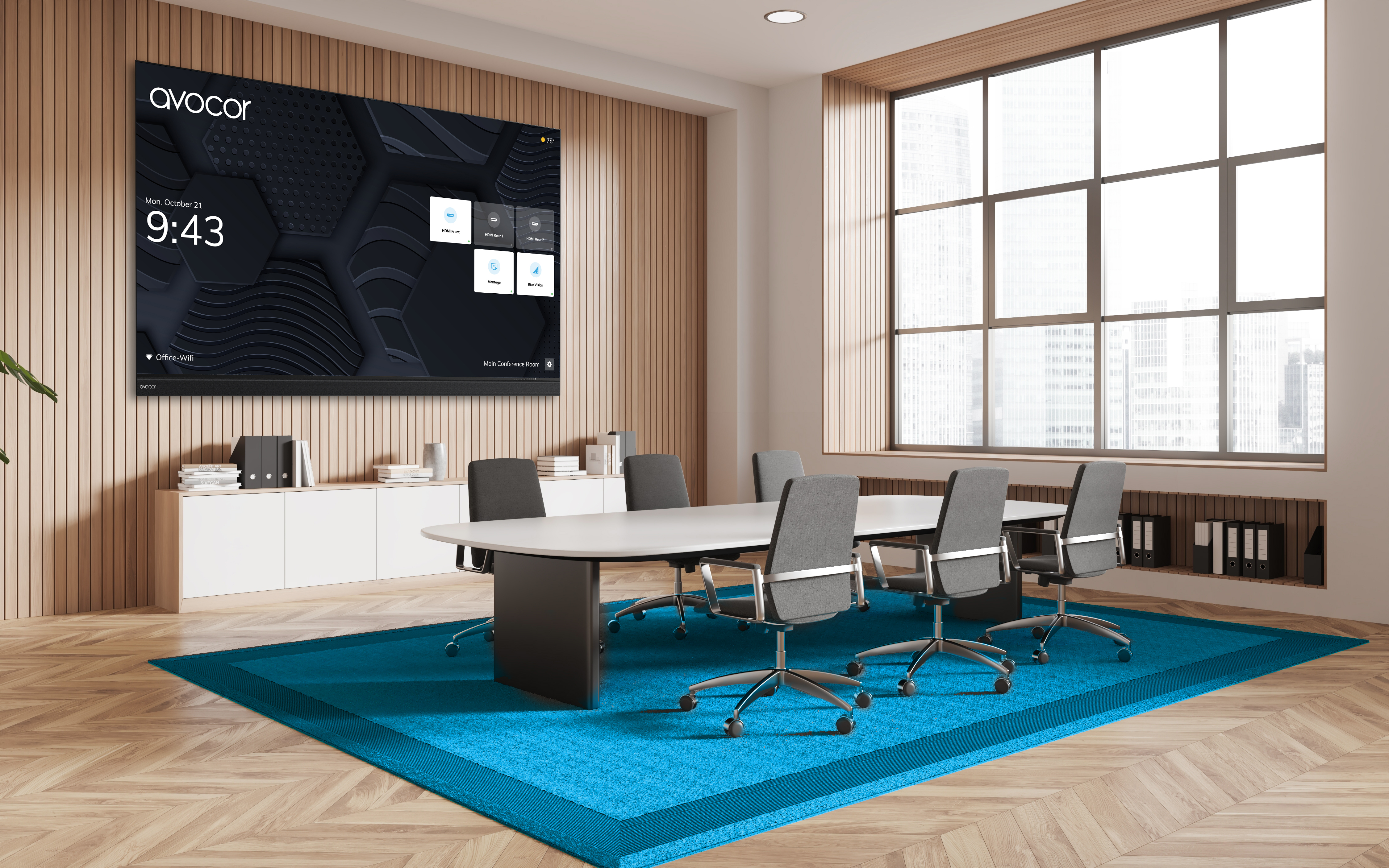 The Avocor X Series display in a conference room.