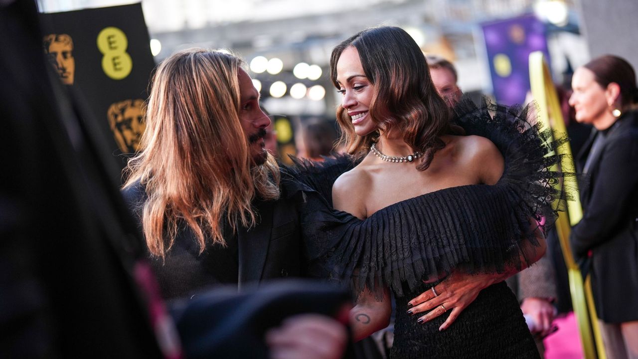 Zoe Saldana arrives at the 2025 BAFTA Awards