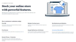 Bluehost's webpage discussing its WooCommerce online store plan