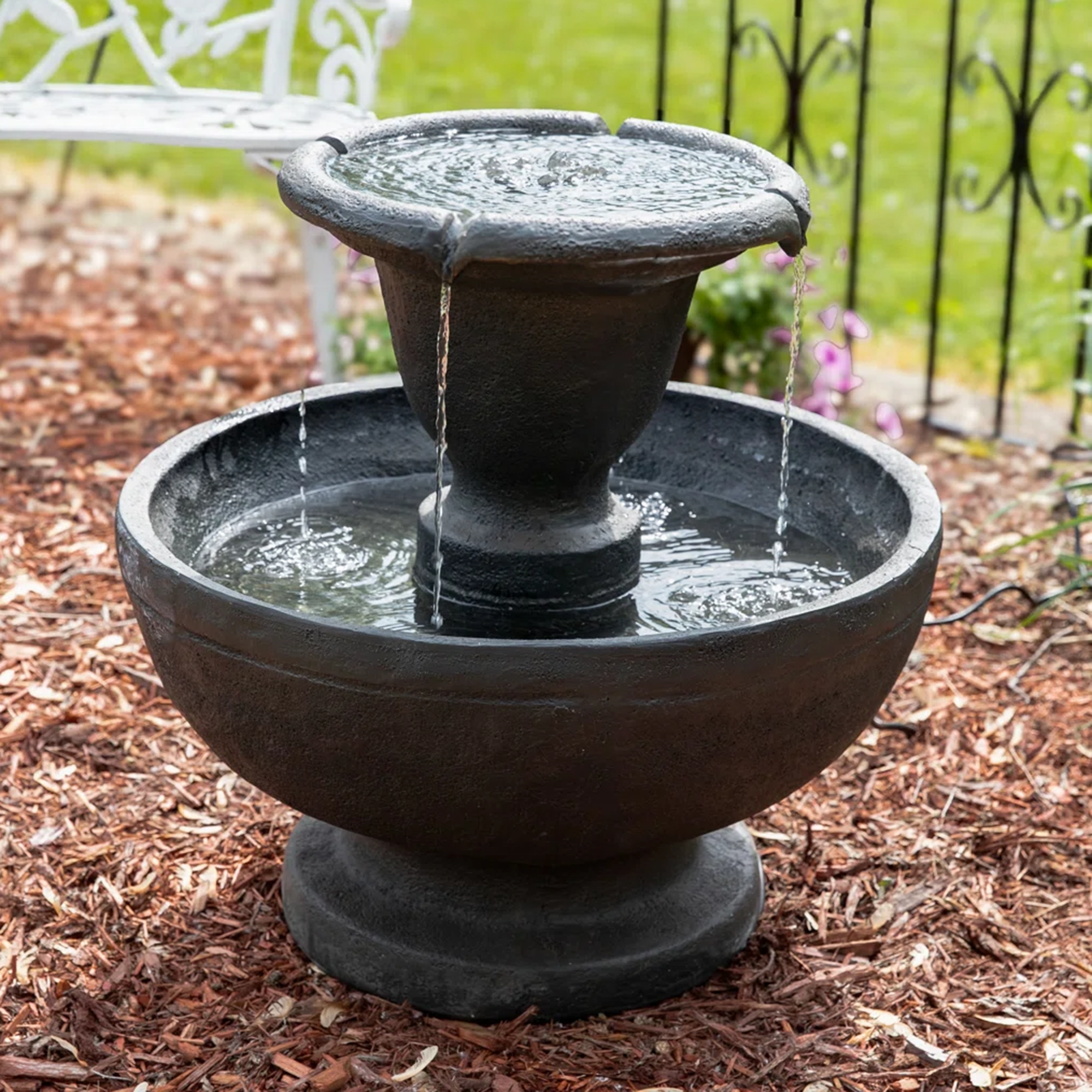 Arnulfo Streaming Falls Modern Polyresin 2-Tier Outdoor Water Fountain