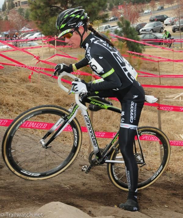 Nicole Duke (Cannondale) had a small bobble on the steep climb and Nash got away