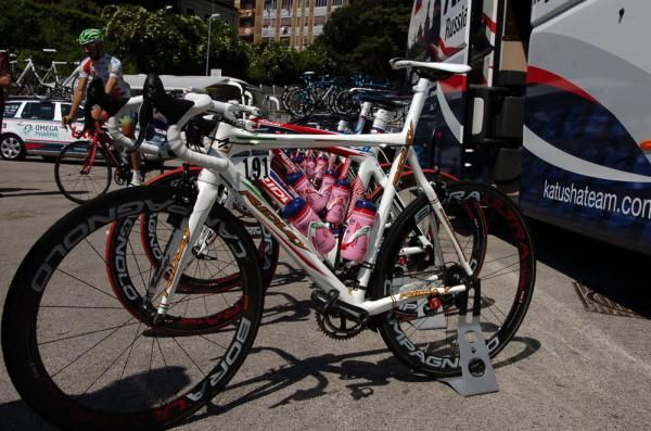 Italian Champion Filippo Pozzato's bike is ready to go