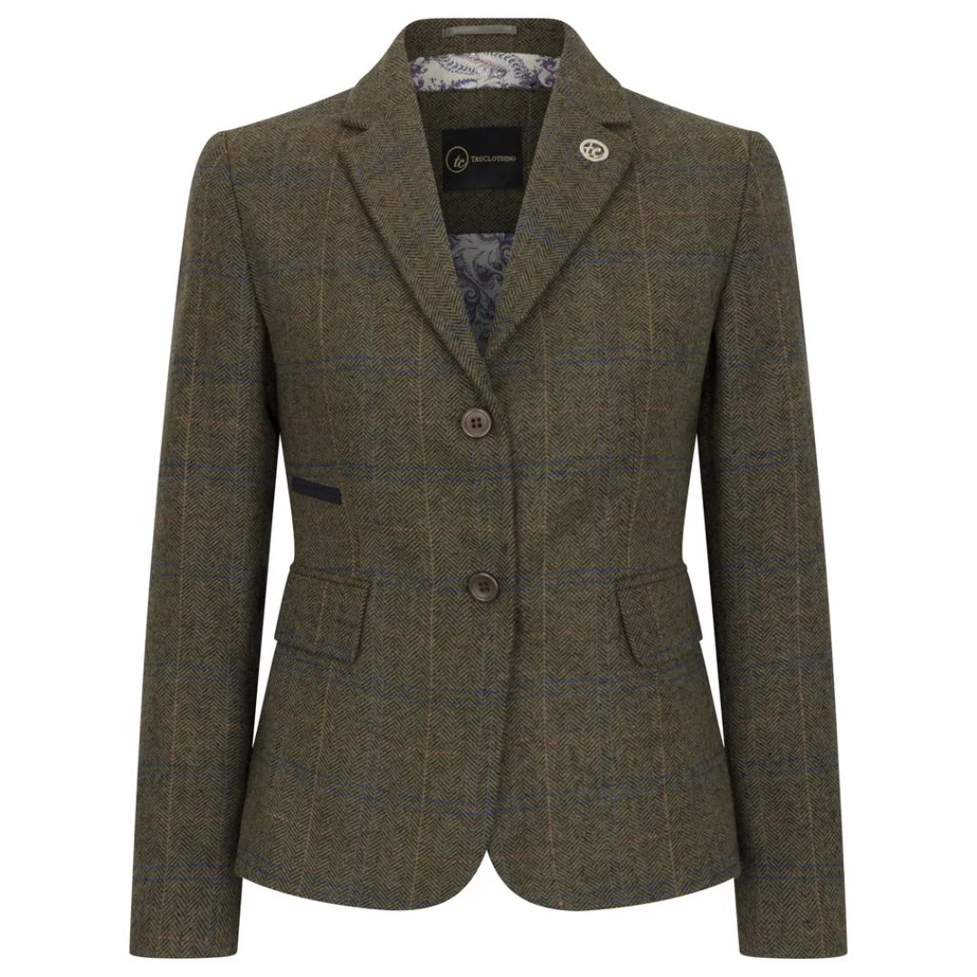 Infinity Leather Checked Blazer and Waistcoat Set