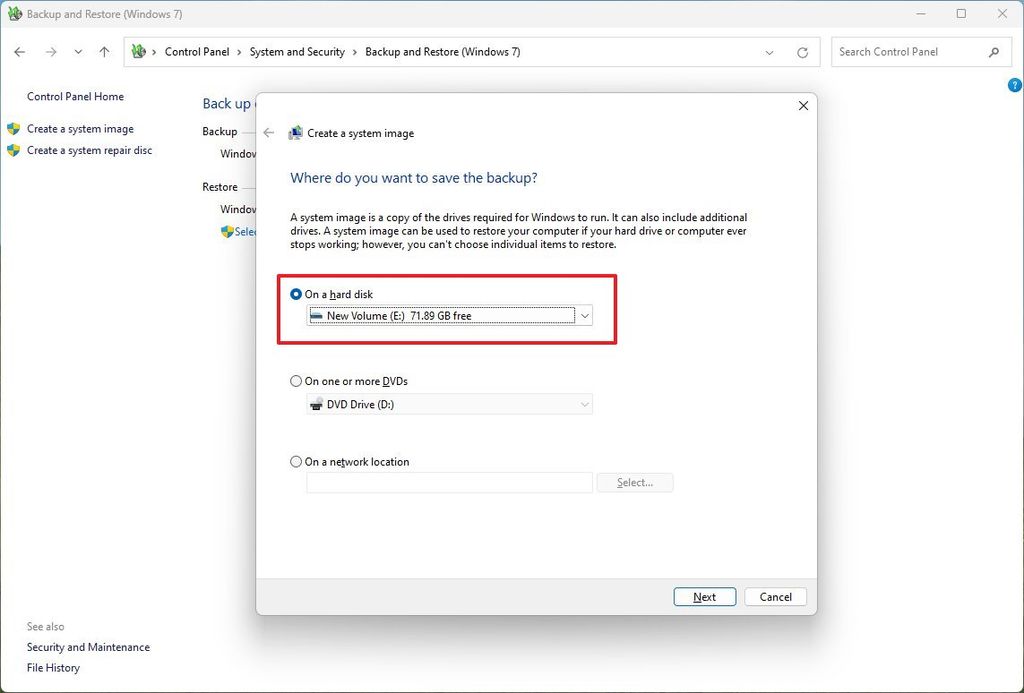 Create full backup