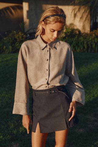 Faux Suede Oversized Shirt