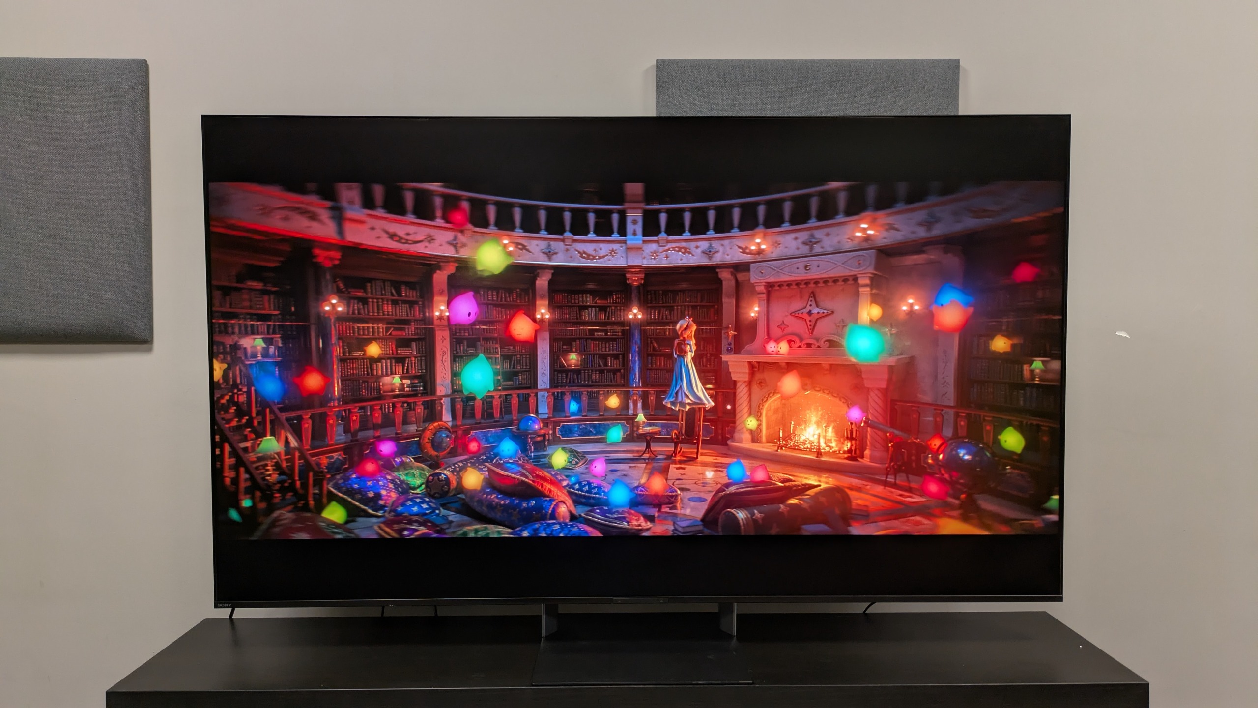 Sony Bravia 9 II with the Lumas and Rosalina from The Super Mario Galaxy Movie on screen. It shows the TV's bright, bold and rich colors