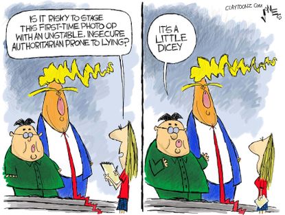 Political cartoon U.S. Trump Kim Jong-Un North Korea negotiations