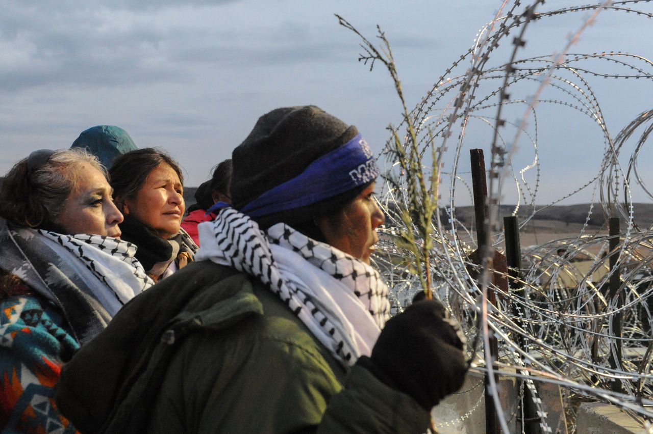 Protesters near the Standing Rock Indian Preservation.