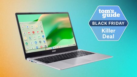 Acer Chromebook 315 on colored background with Tom's Guide Black Friday Killer Deal badge