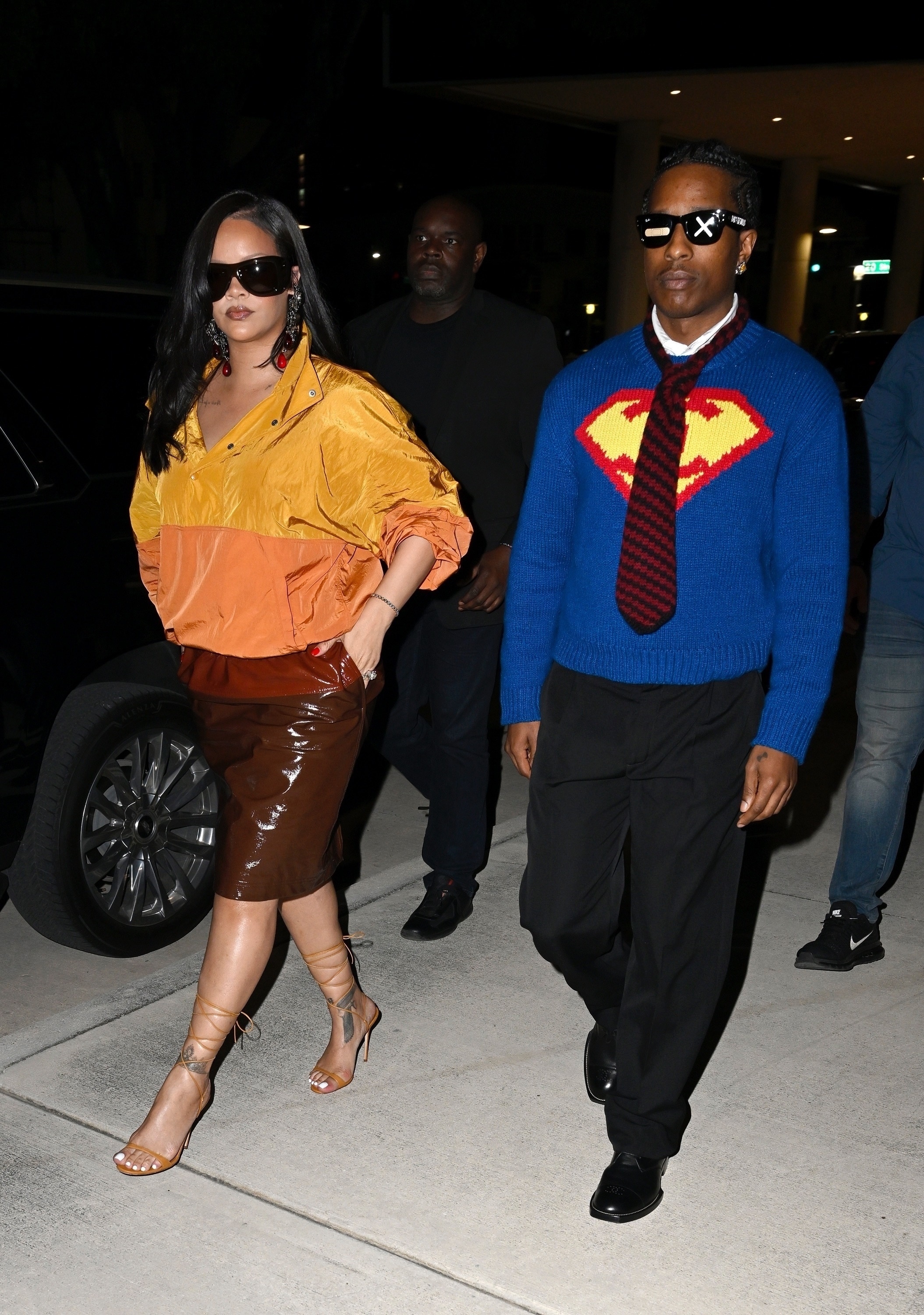 Rihanna was spotted with A$AP Rocky at Art Basel in a Saint Laurent Spring 2026 windbreaker, while A$AP wore fresh-off-the-runway Chanel