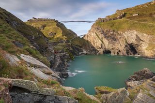 The new bridge to Tintagel Castle in Cornwall