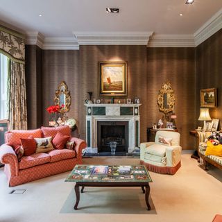 old queen street exterior beauchamp estates living room with traditional style interiors green marble fireplace sofa and coffee table