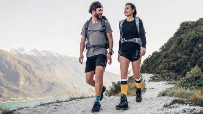 Two hikers wearing CEP compression socks