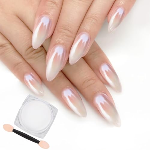 Artdone White Pearl Chrome Nail Powder,iridescent Aurora Powder Metallic Mirror Effect Pigment Pearlescent Mermaid Pigment Pearl Glitter Dust Kit,nail Art Decoration, Resin Craft