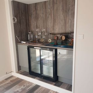 kitchen room with wooden wall cabinet