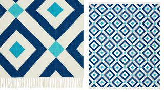 Blue diamond patterned best outdoor rug