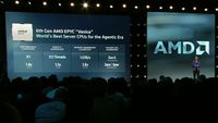 AMD's Dr. Lisa Su on stage at the Advancing AI 2026 event, giving a keynote, discussing Zen 6 AMD Epyc Venice.
