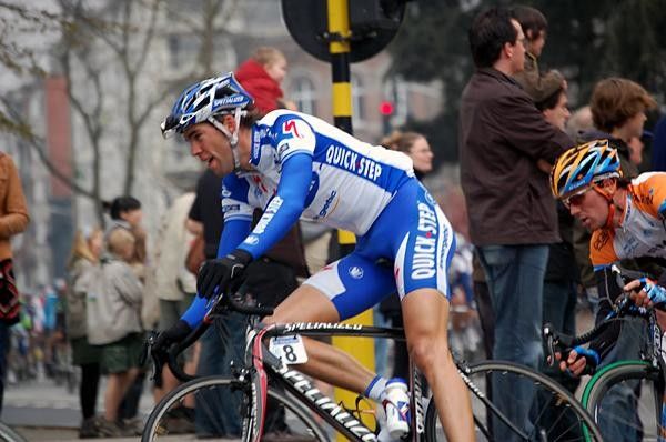 Maarten Wynants has to work early for his Quick Step team.