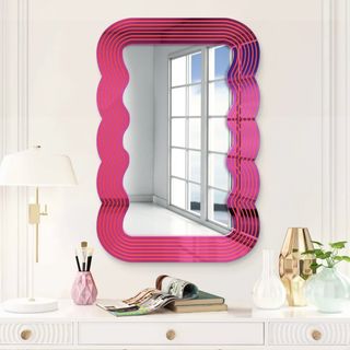 Wayfair Rosdorf Park pink pop wave mirror