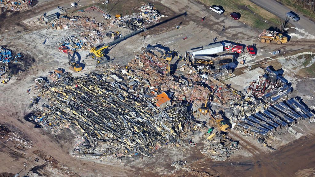 The remnants of the Mayfield Consumer Products factory in Mayfield, Kentucky.