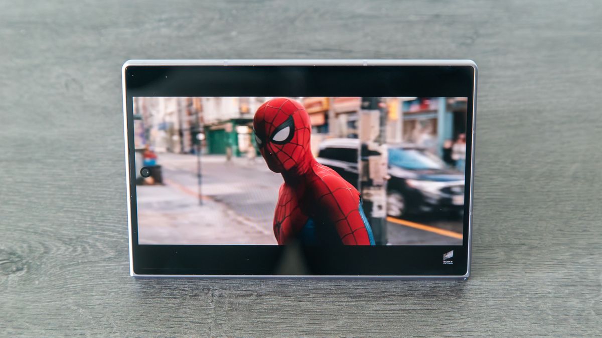 Spider-Man trailer on the Galaxy Z Fold 8 external display