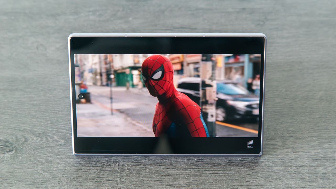 Spider-Man trailer on the Galaxy Z Fold 8 external display
